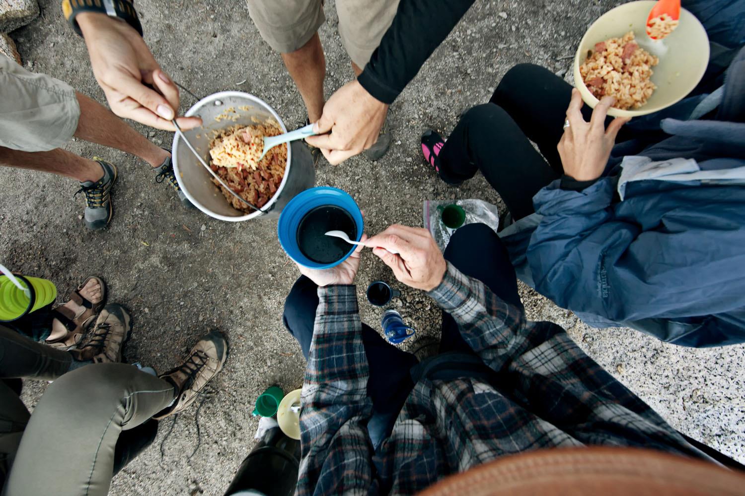 Dinner time on the trail, cook what you enjoy!