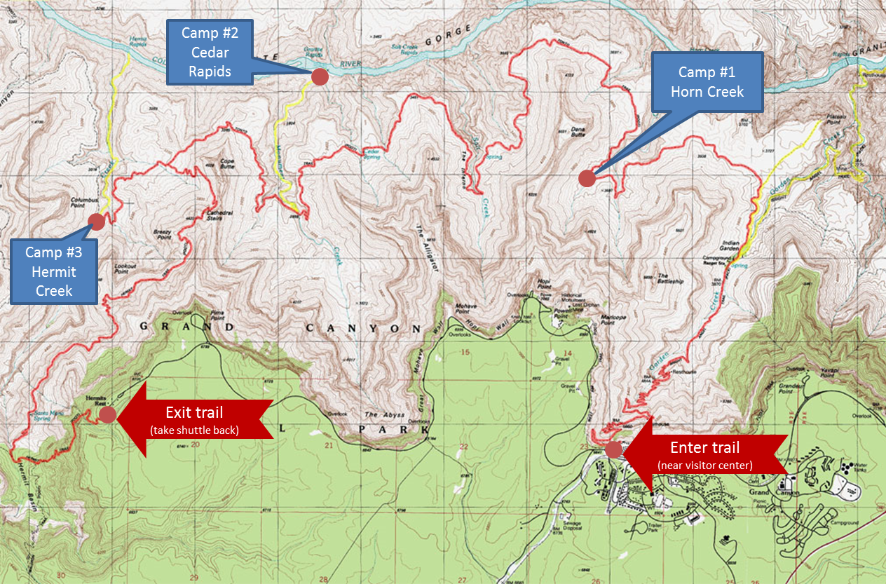 picture-of-grand-canyon-3-day-backpacking-route