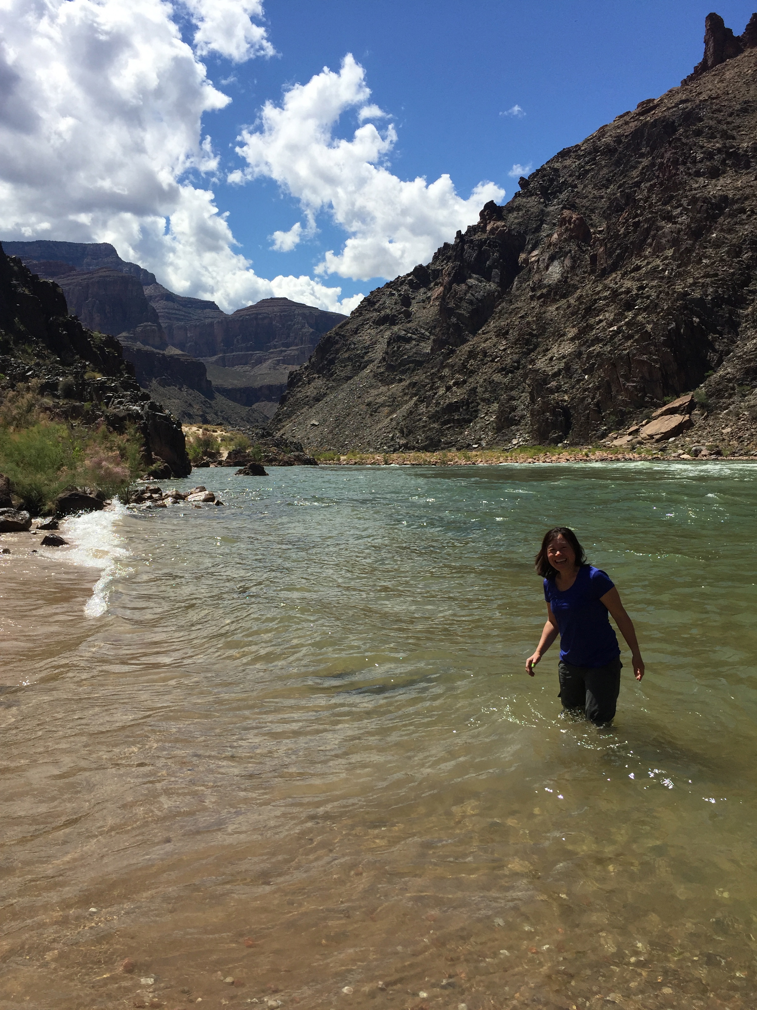 Wading into the Colorado River on Grand Canyon Challenge