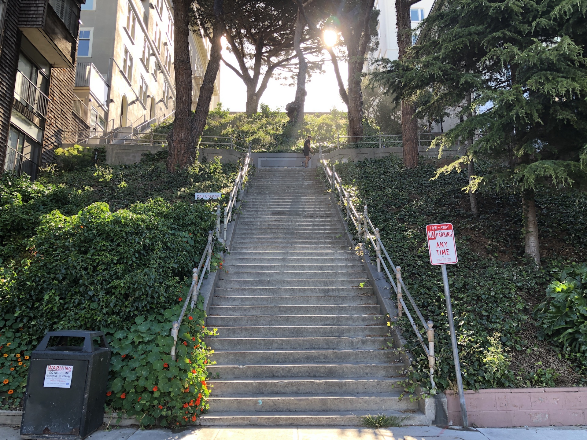 Train for backpacking by hiking stairs 