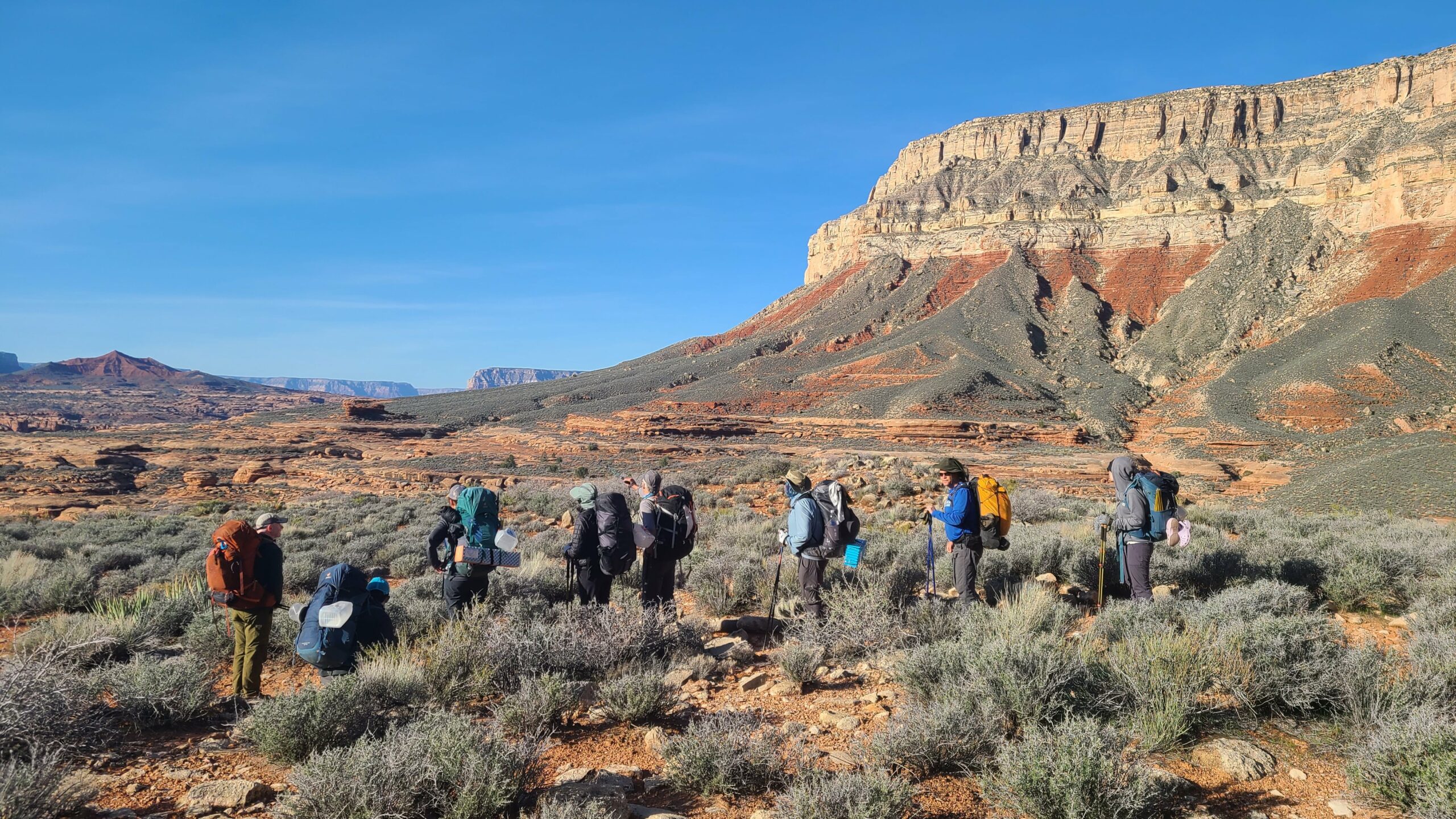 Hikers on Esplanade On Way to Jumpup Canyon