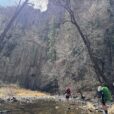 gila wilderness wide shot in stream and cliffs