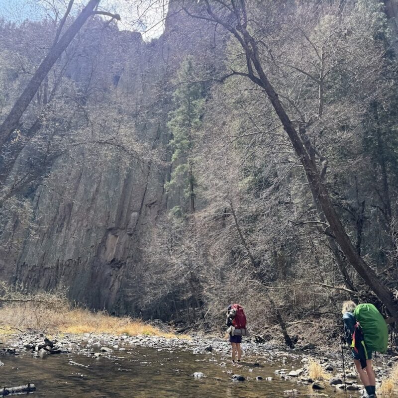 gila wilderness wide shot in stream and cliffs gila wilderness wide shot in stream and cliffs